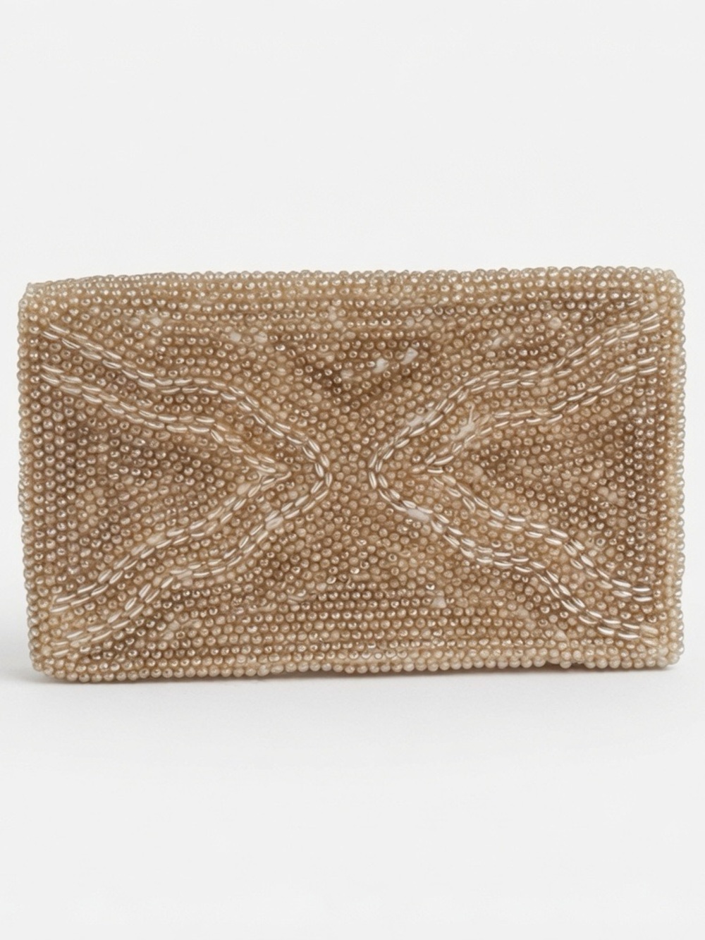 Vintage Miranda Made in Japan  Pearl Beaded Clutch‎ Evening Bag Cream White